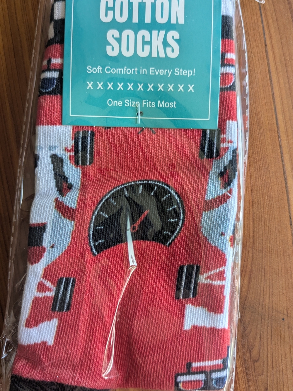 Cotton Crew Socks - Red Racing Car Design